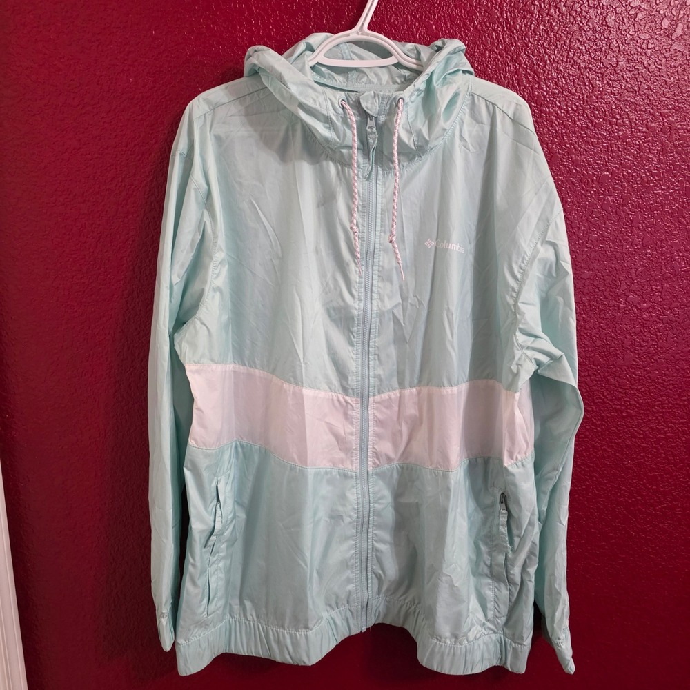 Columbia Flash Forward Windbreaker Jacket Mint White XXL XL2812 Womens Full Zip - Picture 2 of 7